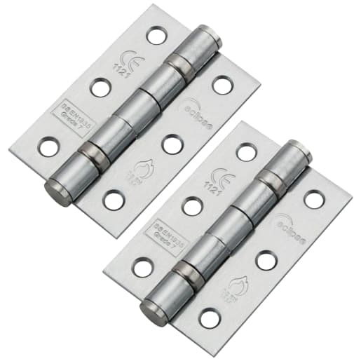 Eclipse 14101 Mild Steel Ball Bearing Hinge Grade 7 Satin Chrome 76 x 51 x 2mm 2 Pack