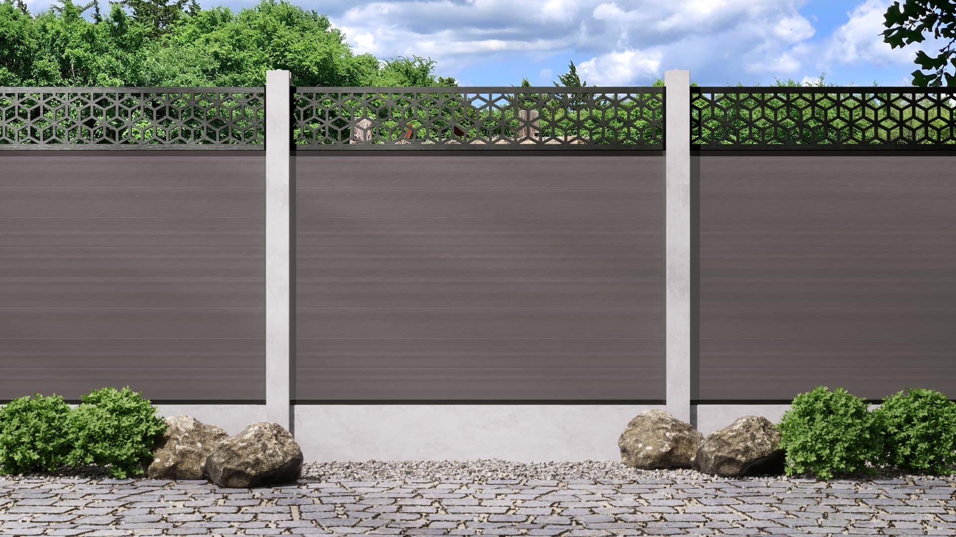 1.5m – Stone – Tokyo Decorative Panel With Fence