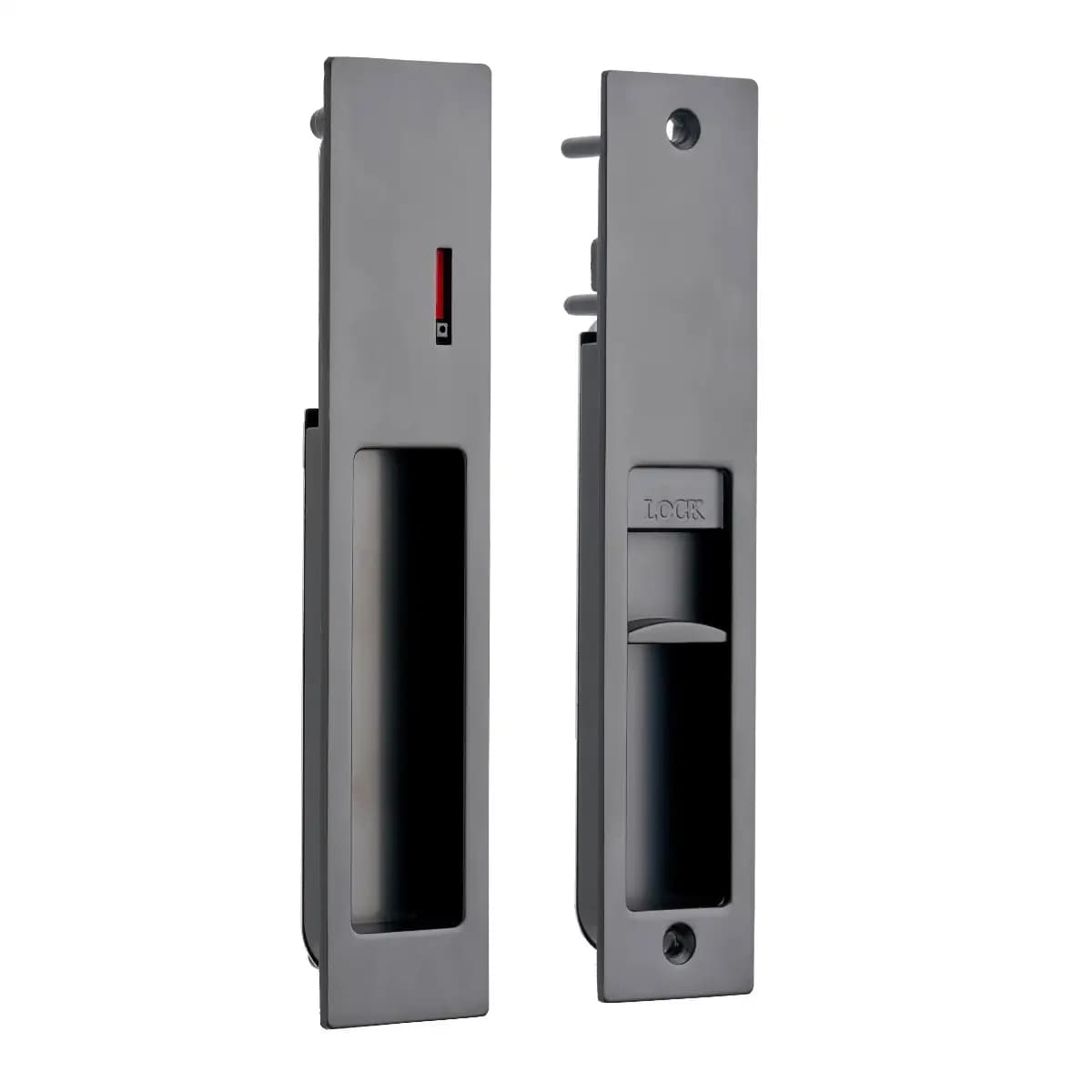 Rectangular Sliding Door / Pocket Door Lock Set - Matte Black - Security Solutions