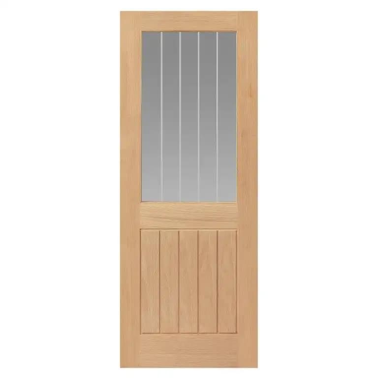 Thames Oak 1/2 Light Part Glazed Cottage Style Internal Door With Etched Glass - Unfinished - 35 x 1981 x 686mm