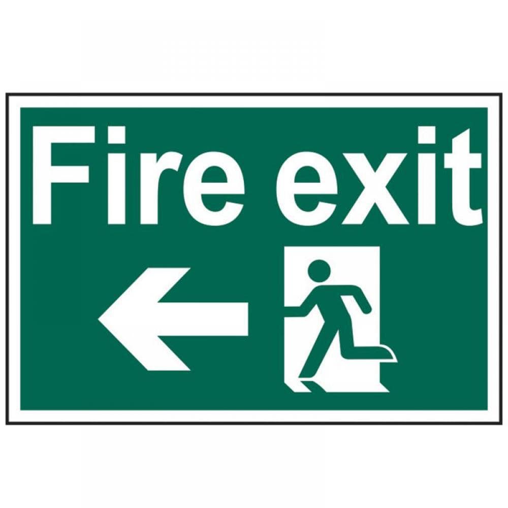 Scan 1506 Fire Exit Running Man Arrow Left - Pvc Sign 300 X 200Mm