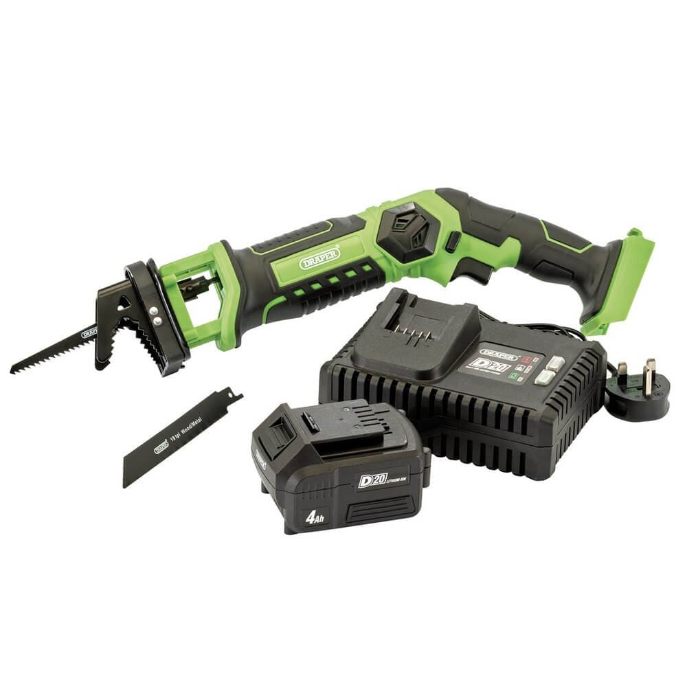 Draper 30901 D20 20V Pruning Saw 1 X 4.0Ah Battery 1 X Fast Charger each 5