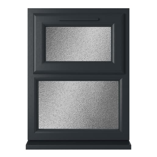 Crystal Double Glazed uPVC Window Grey/White Top Hung 610mm x 820mm Obscure