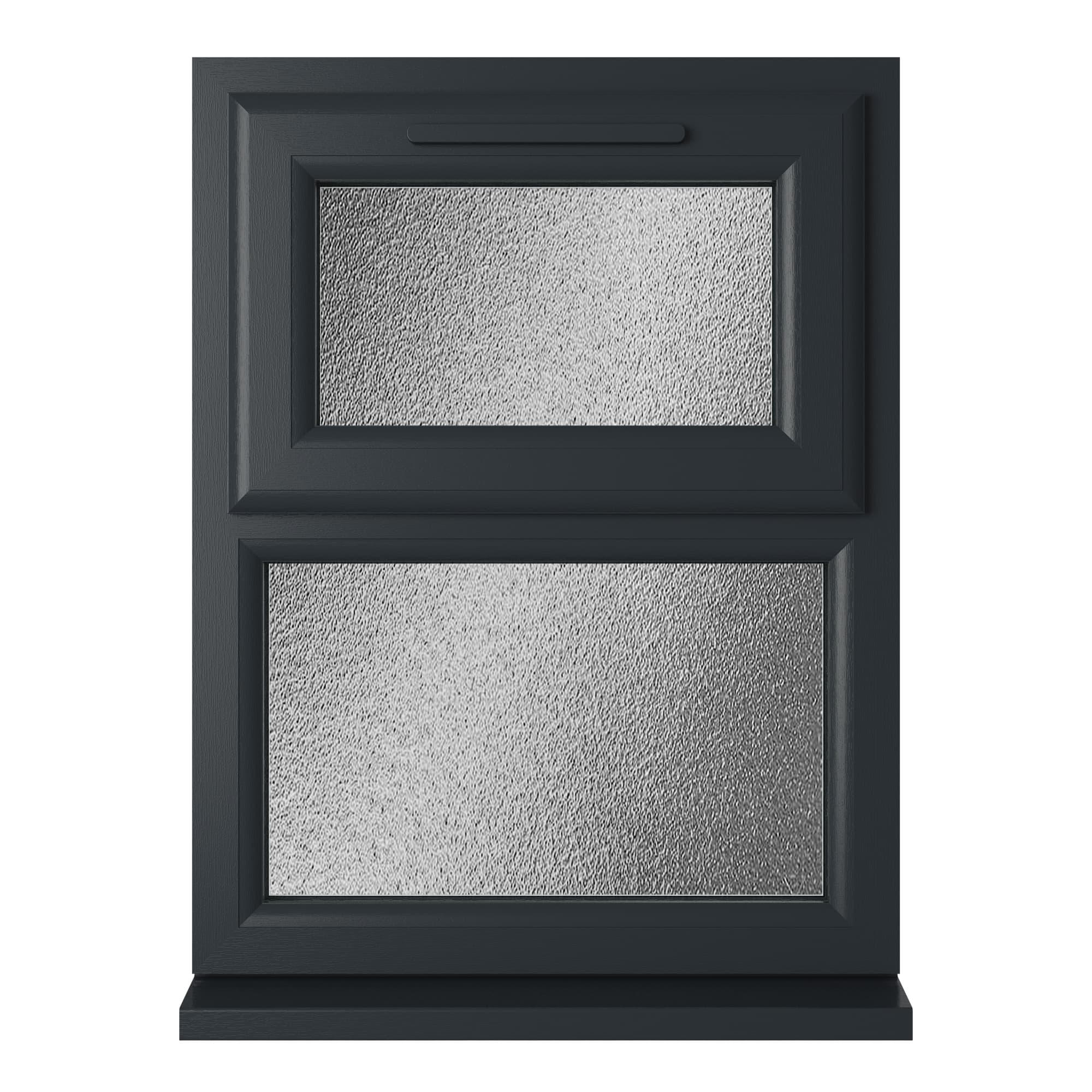 Crystal Double Glazed uPVC Window Grey/White Top Hung 610mm x 820mm Obscure