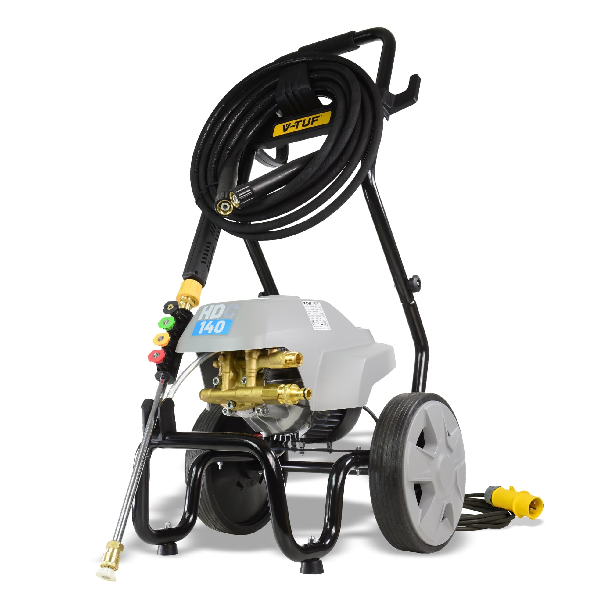 V-Tuf Reliable HDC140 110V Professional Cold Electric Site Pressure Washer - 1750psi, 100Bar, 8L/min