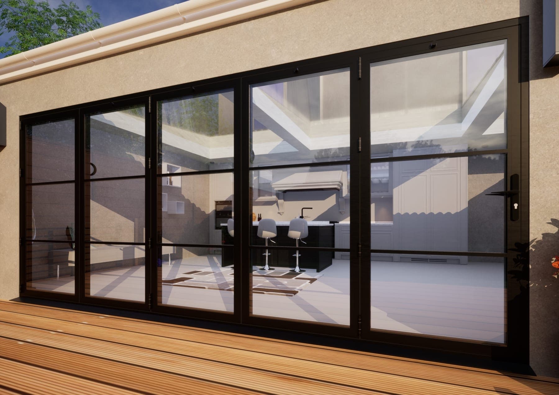Heritage Aluminium Bifold Door Part Q Compliant - 4800mm Black - 5 Left