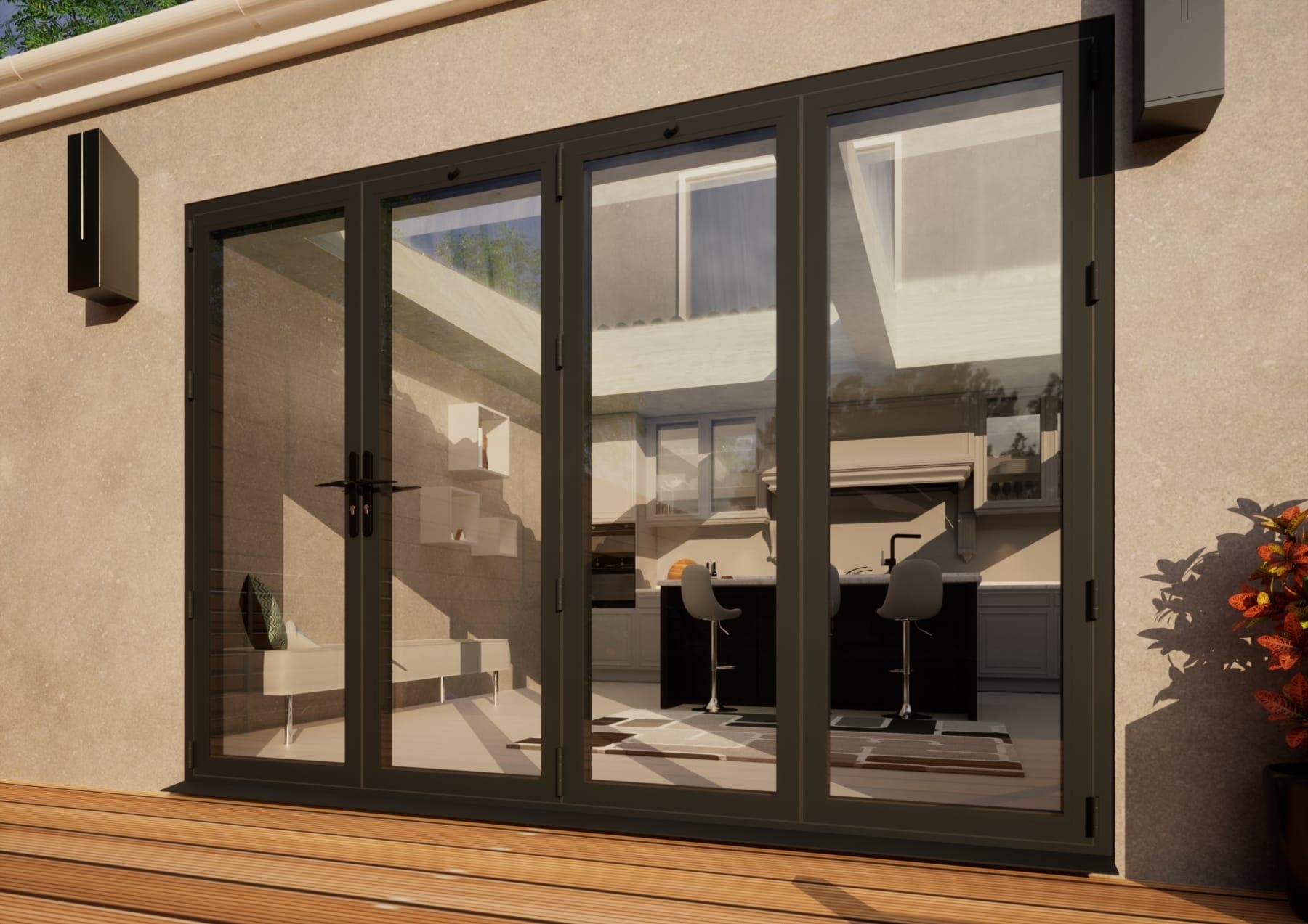 Aluminium Bifold Door Part Q Compliant - 3000mm Anthracite Grey - 1 Left 3 Right