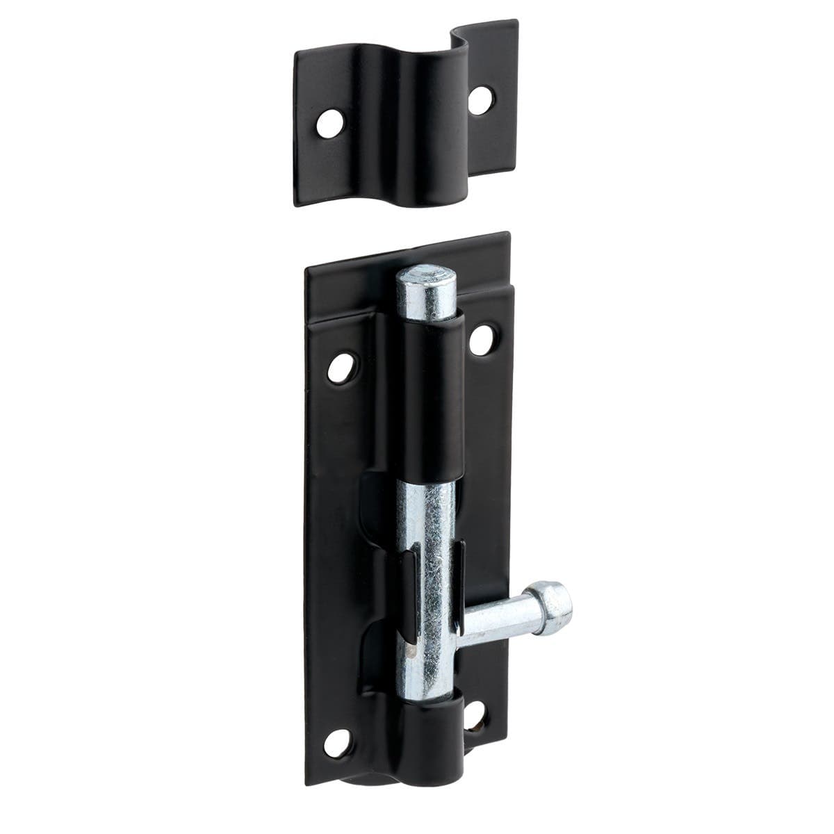 Straight Steel Tower Bolt - Black Powder Coated - 75mm - Hardware Solutions