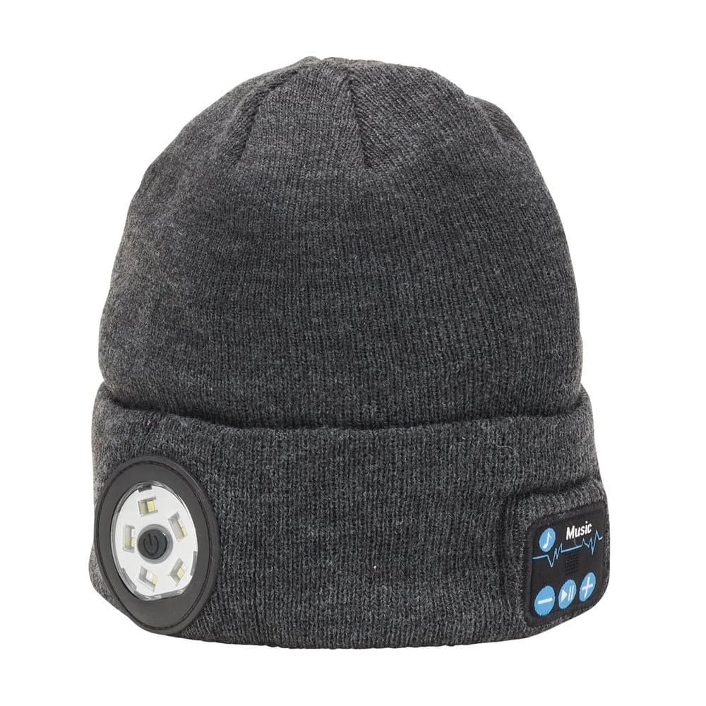 Draper 28351 Smart Wireless Rechargeable Beanie With Led Head Torch And Usb Charging Cable Grey One Size each 1
