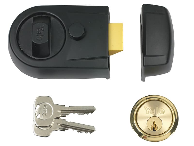 Yale Locks P-Y3-BL-PB-60 Y3 Nightlatch Modern 60Mm Backset Black Finish Visi