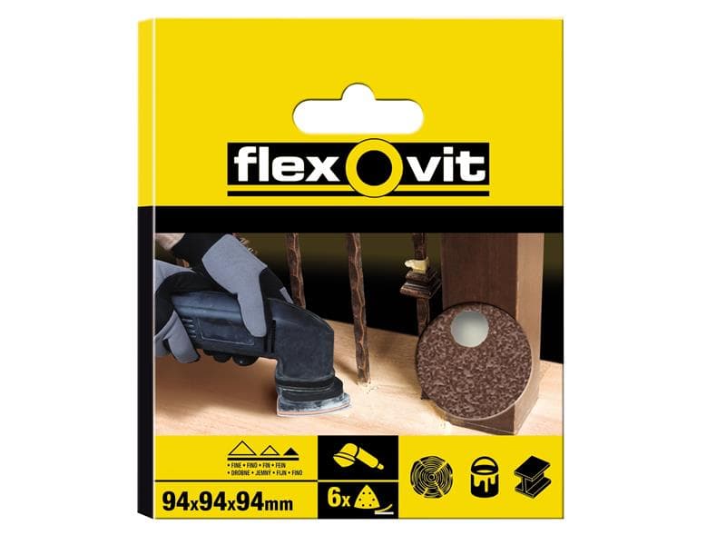 Flexovit 78072764912 Delta Hook & Loop Sanding Sheet 94Mm Coarse 50G (Pack 6)