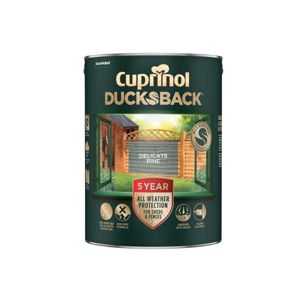 Cuprinol 5701413 Ducksback 5 Year Waterproof For Sheds & Fences Delicate Pine 5 Litre