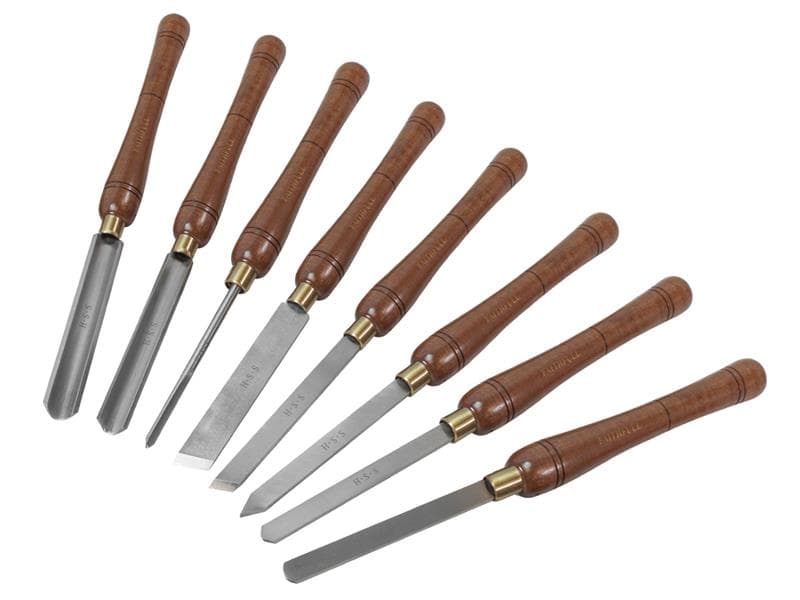 Faithfull TT007 Hss Turning Chisel Wooden Boxed Set 8 Piece