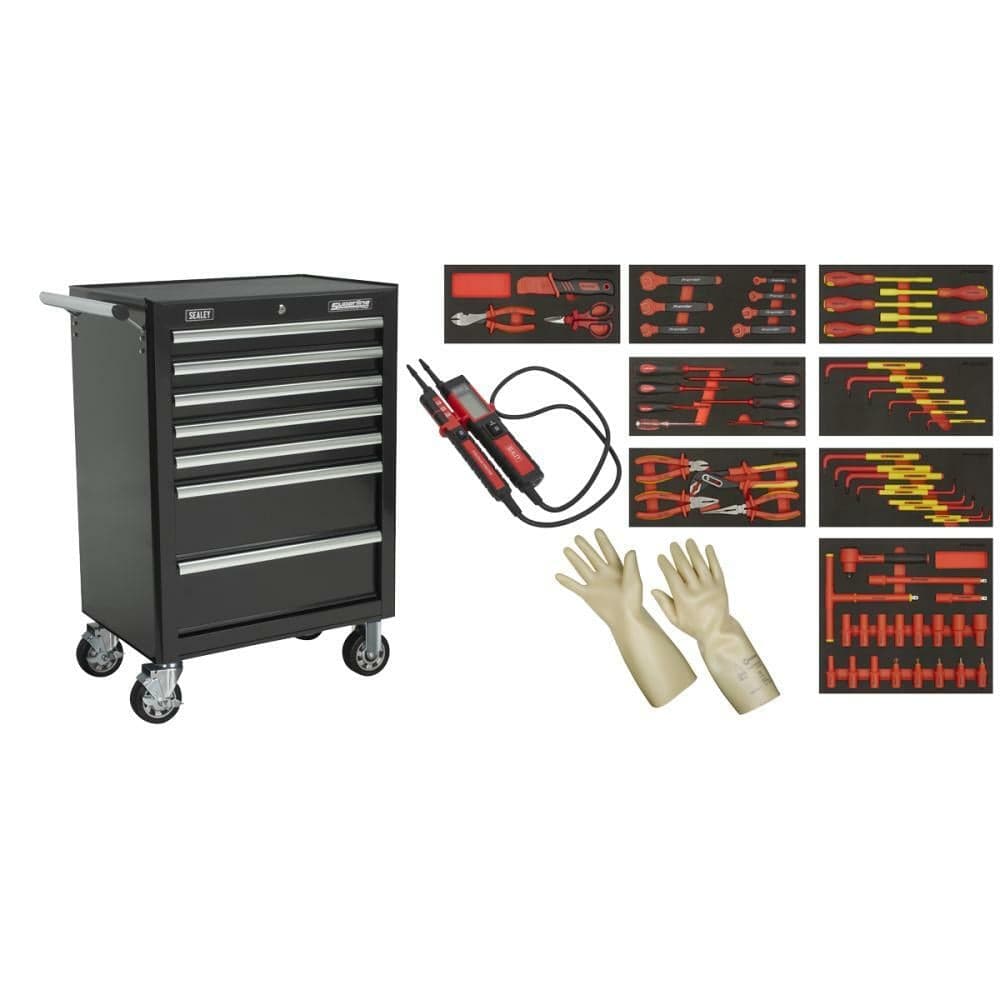 Sealey TBTECOMBO2 63Pc Insulated Tool Kit With 7 Drawer Rollcab