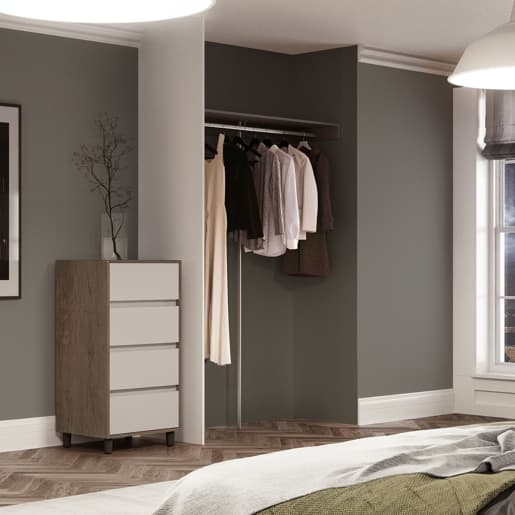 Spacepro Silver MFC Standard Storage with Shelf and Hanger Bar, Size: 2400x500x90mm