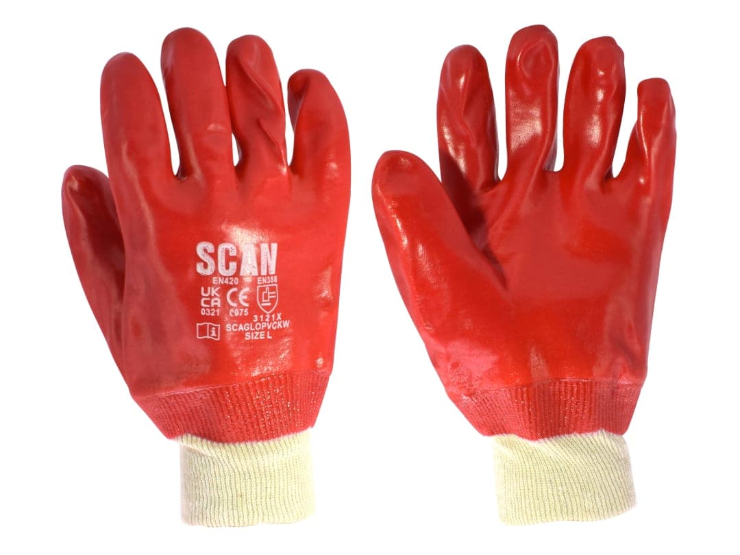 Scan PVC Knitwrist Gloves - L (Size 9) 5002