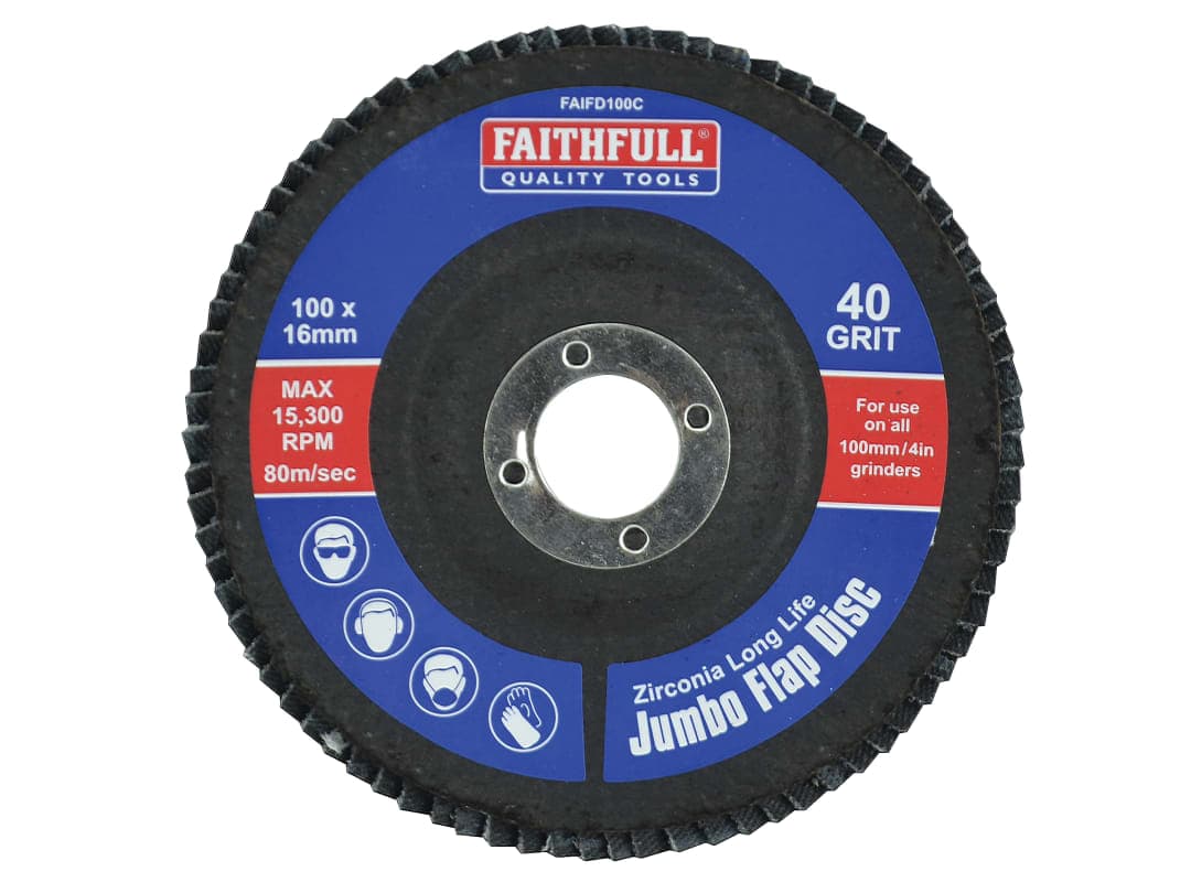 Faithfull Abrasive Jumbo Flap Disc 100mm Coarse FAIFD100C