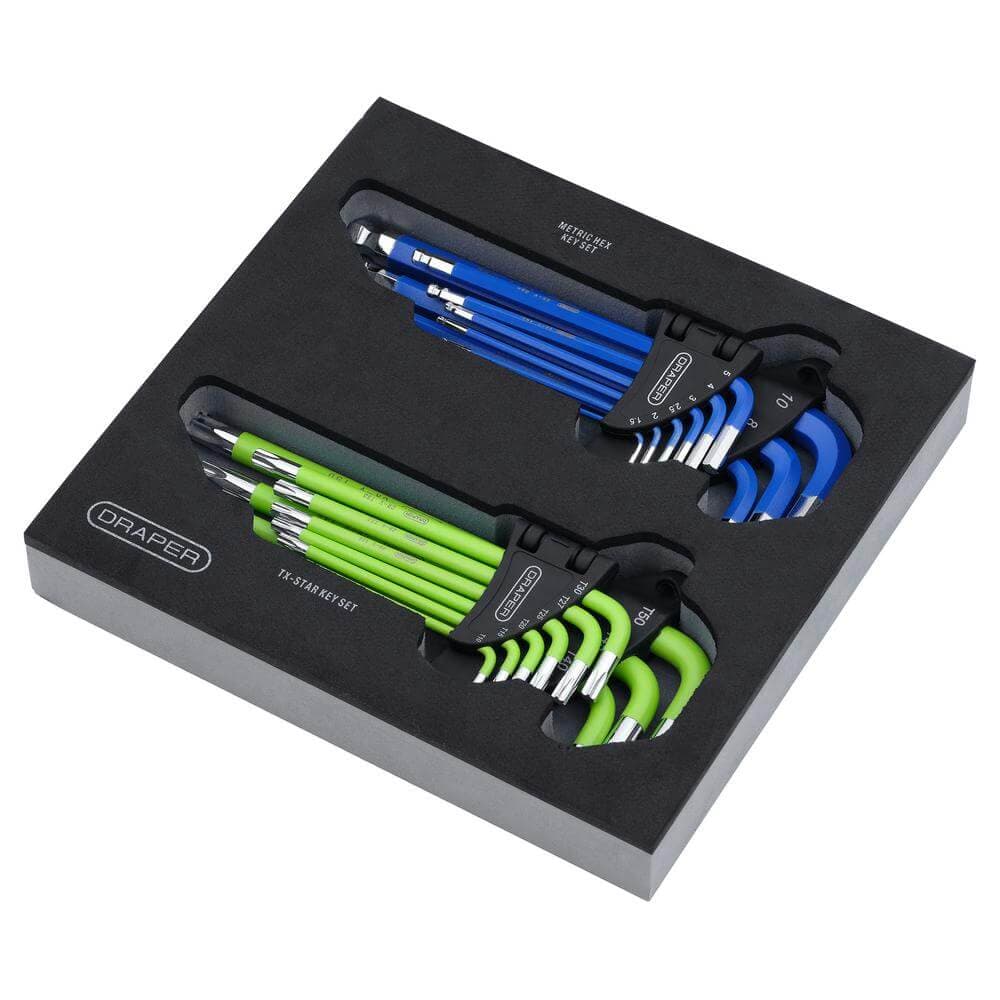 Draper Tx-Star® Metric Ball End Hex Key Sets In Eva Storage Tray (18 Piece) Pk 1 12823