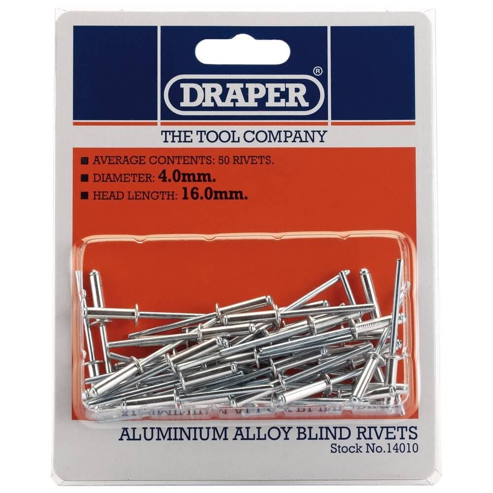 Draper 14010 Blind Rivets 4 X 15.8Mm (50 Piece) per card