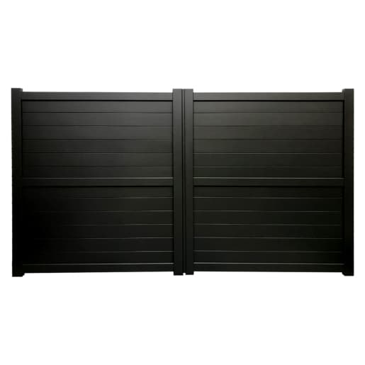 Dartmoor Double Swing Flat Top Driveway Gate with Horizontal Solid Infill 3750 x 1800mm Black