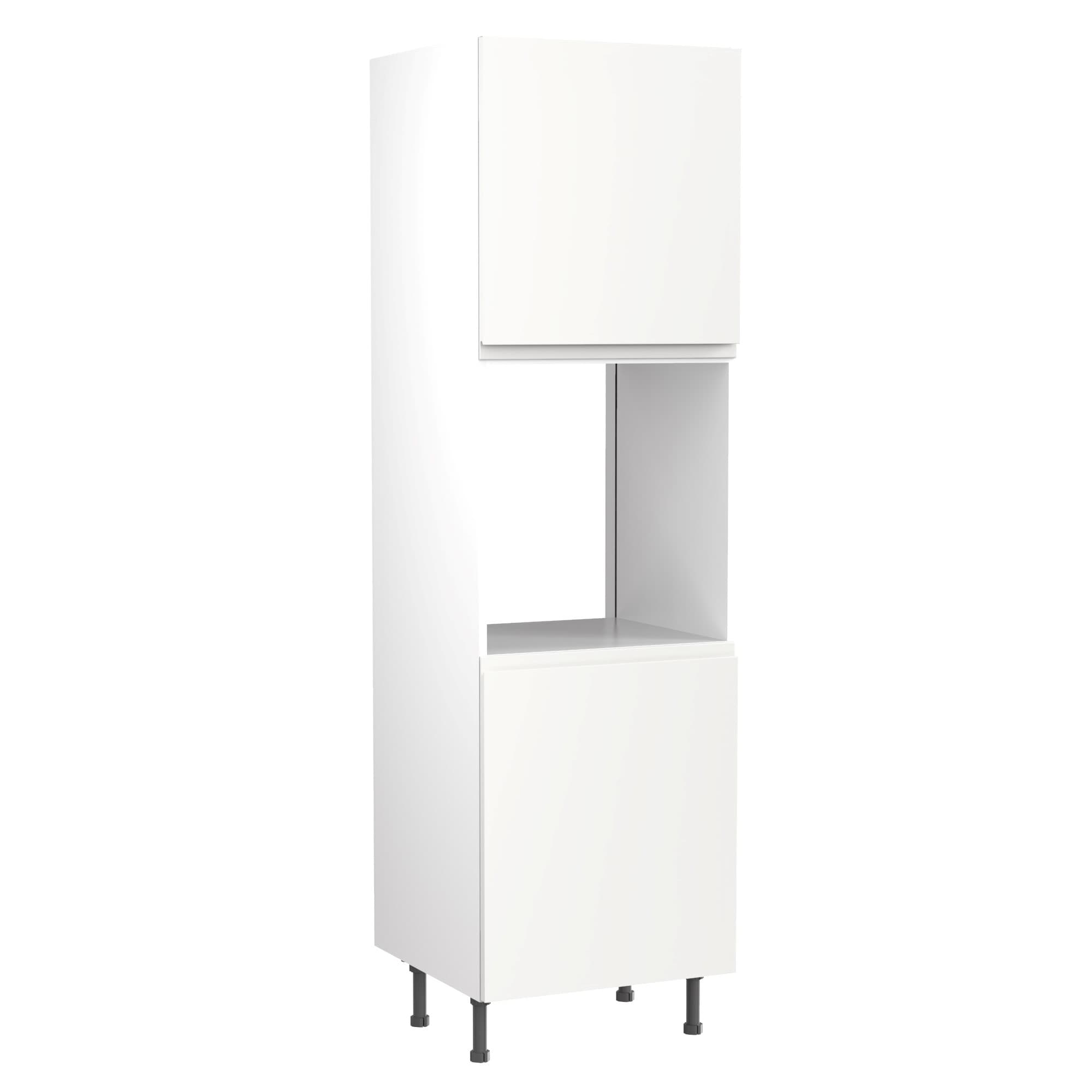 Kitchen Kit Flatpack Single Oven Tower J-pull Ultra Matt White Slab 600mm - FKKJ0531