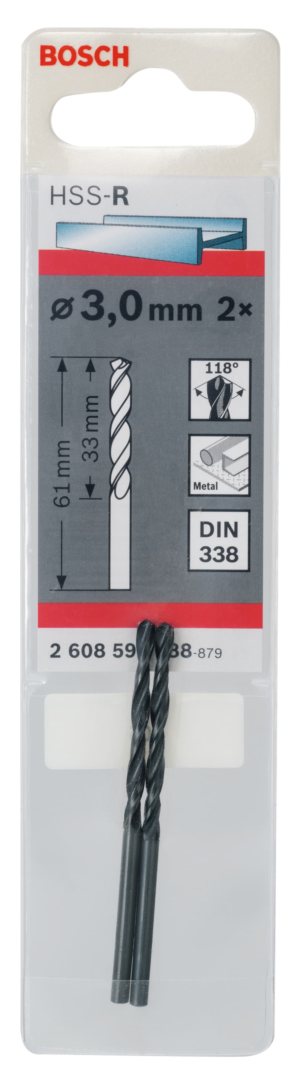 Bosch HSS-pointteq Drill 3.0 x 33 x 61mm 2608577158