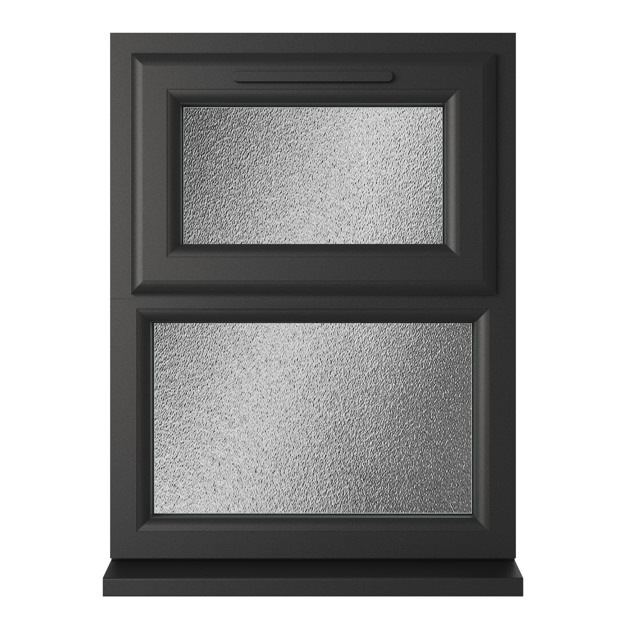Crystal Triple Glazed uPVC Window Black/White Top Hung 905mm x 1040mm Obscure