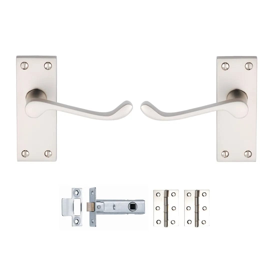 Vic Scroll Latch Door Pack Satin Chrome Contract