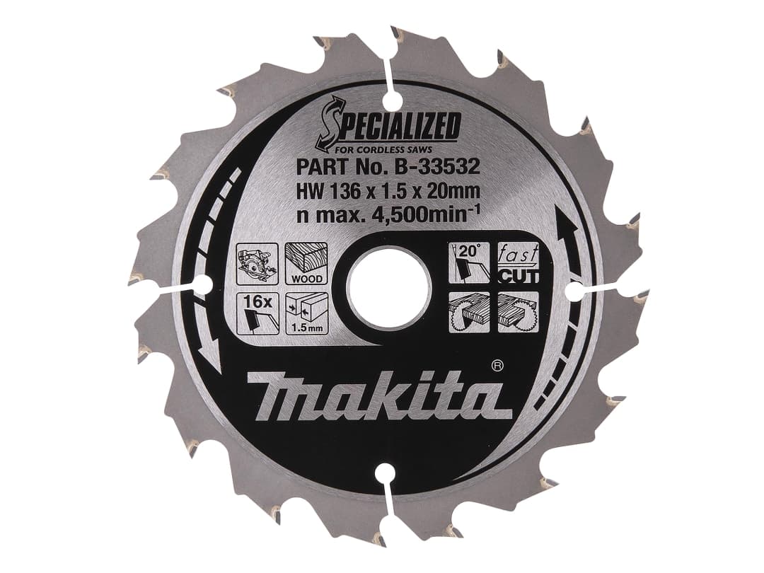 Makita B-33532 Specialized for Cordless Saws Blade 136 x 20mm x 16T B-33532
