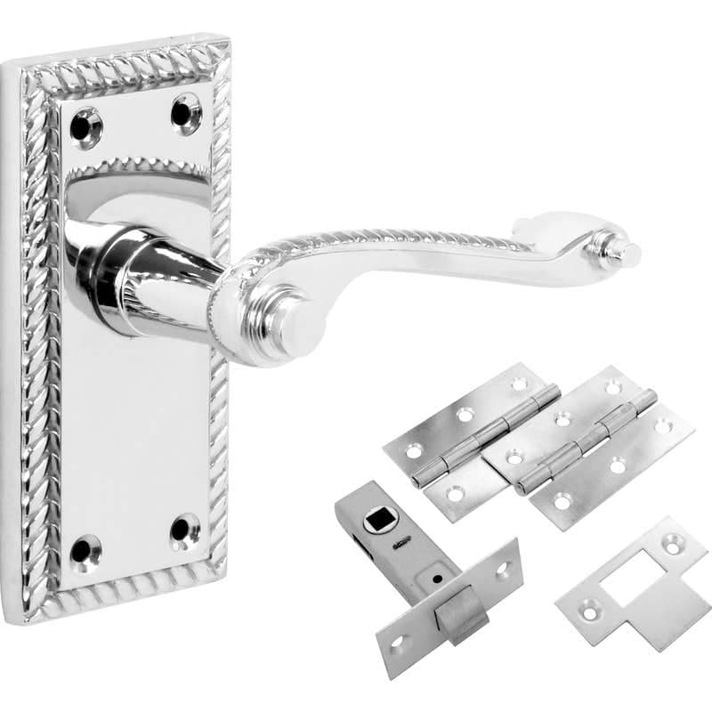 Georgian Scroll Lever Door Handle Pack - Polished Chrome - Handles/Hinges/Latch/Fixings - Designer Levers