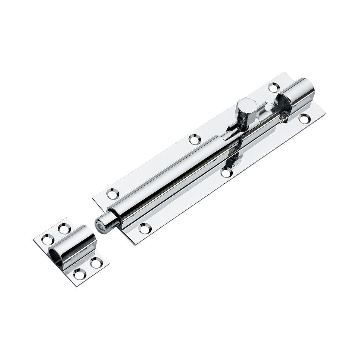 Straight Security Sliding Door Bolt - Polished Chrome - 152x38mm - Security Solutions