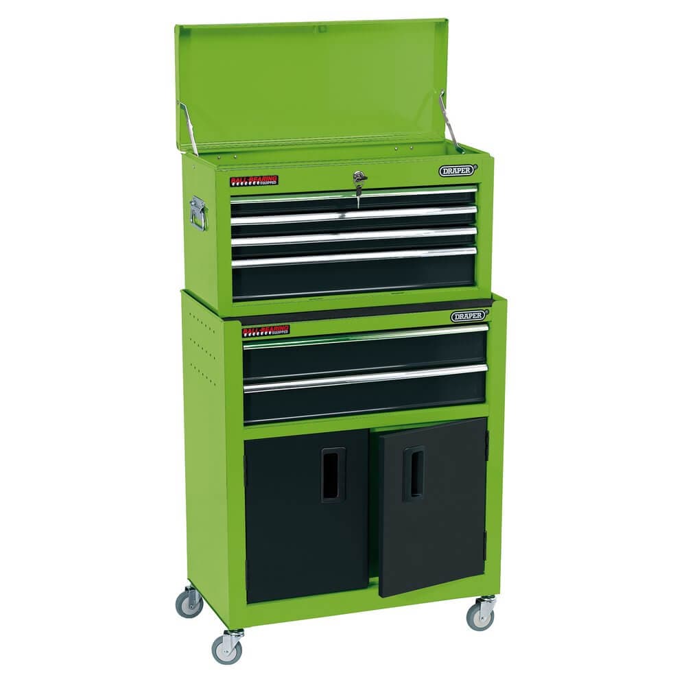 Draper 19566 Combined Roller Cabinet And Tool Chest 6 Drawer 24in Green each