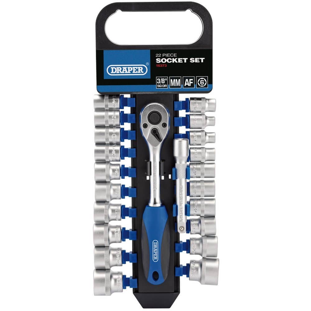 Draper 16373 Combined Mm/Af Socket And Ratchet Set 3/8in Sq. Dr. (22 Piece) per set