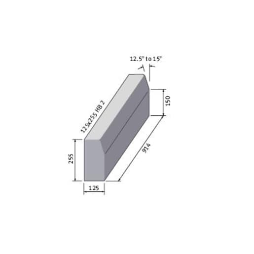 British Standard Half Battered Concrete Kerb 125mm x 255mm x 915mm