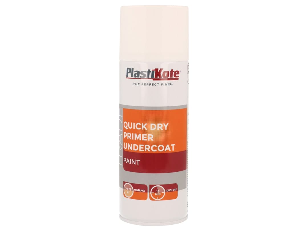 PlastiKote Trade Quick Dry Primer Spray White 400ml 071000