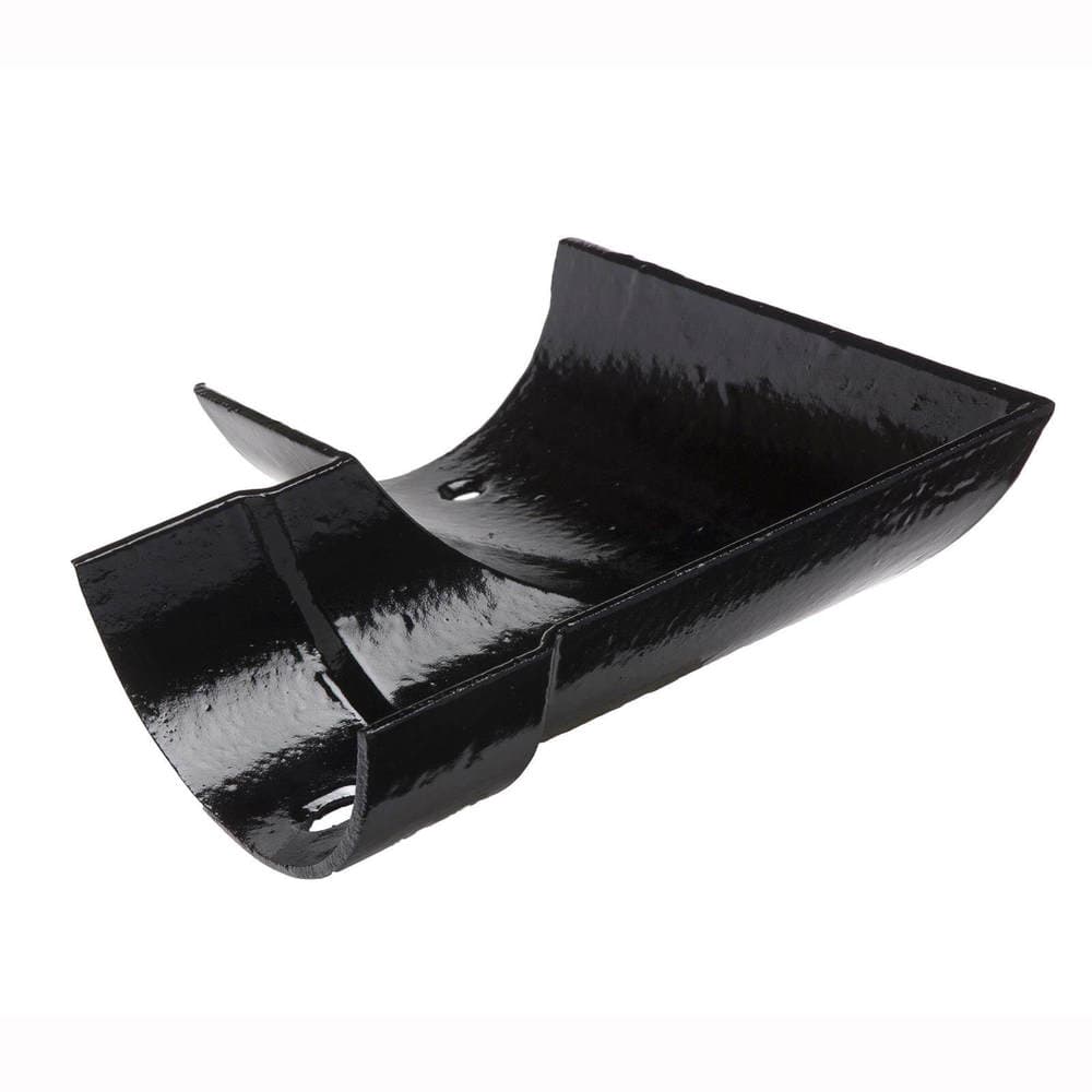 Hargreaves Premier Cast Iron Half Round Gutter Left Hand Angle - 90 Degree x 125mm Black