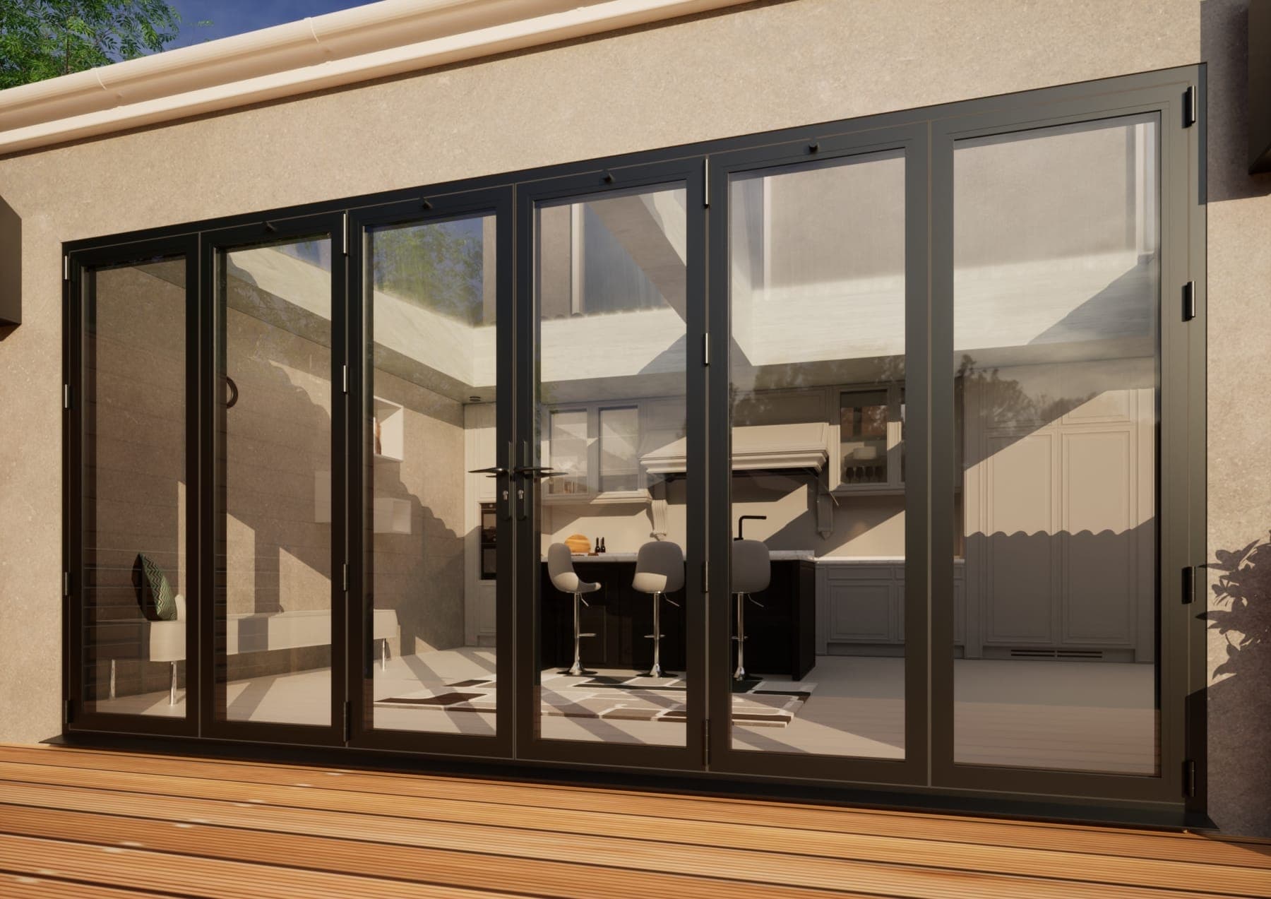 Aluminium Bifold Door - 4200mm Anthracite Grey - 3 Left 3 Right