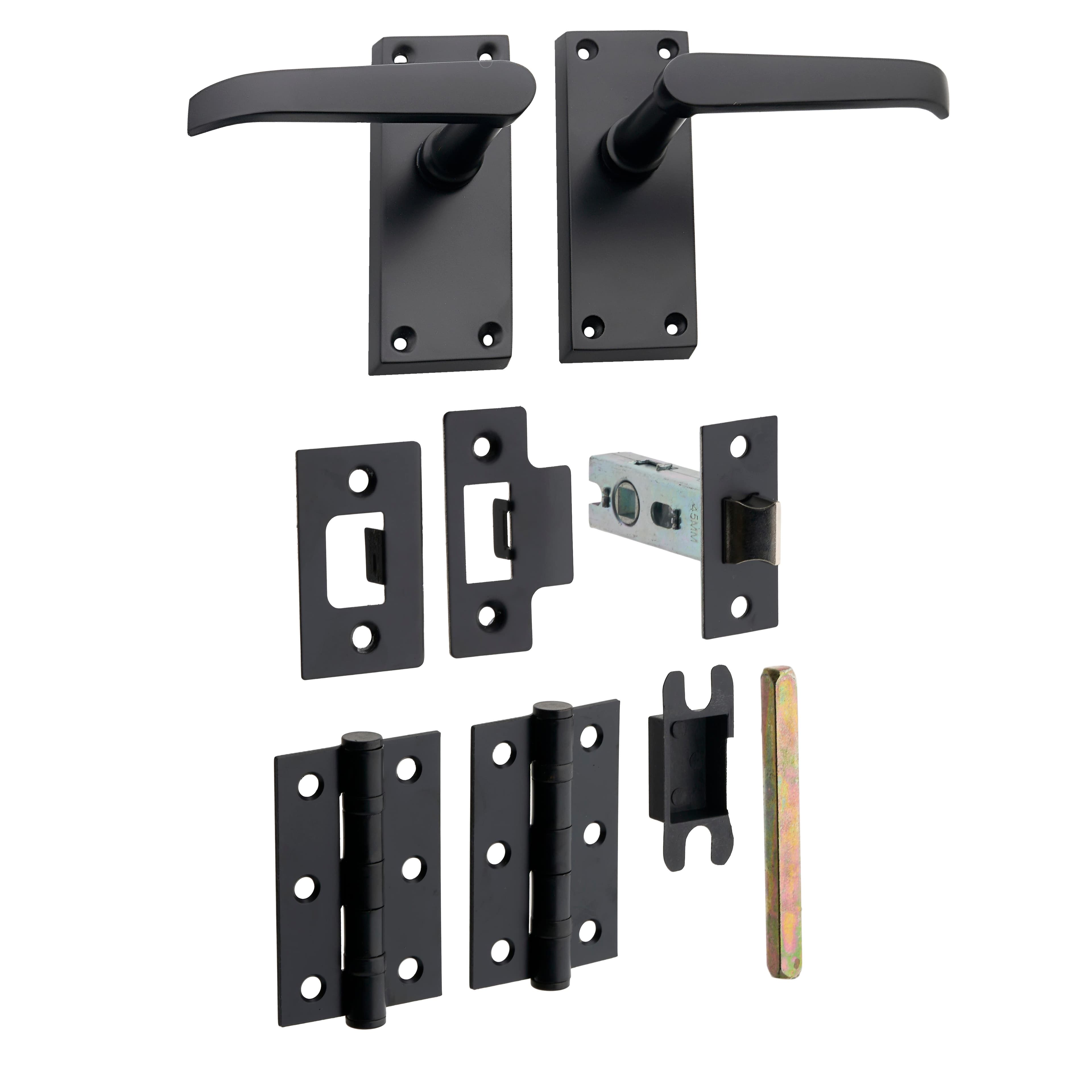 Victorian Straight Lever Short Door Handle - Matte Black - Complete Door Pack - Internal - Designer Levers