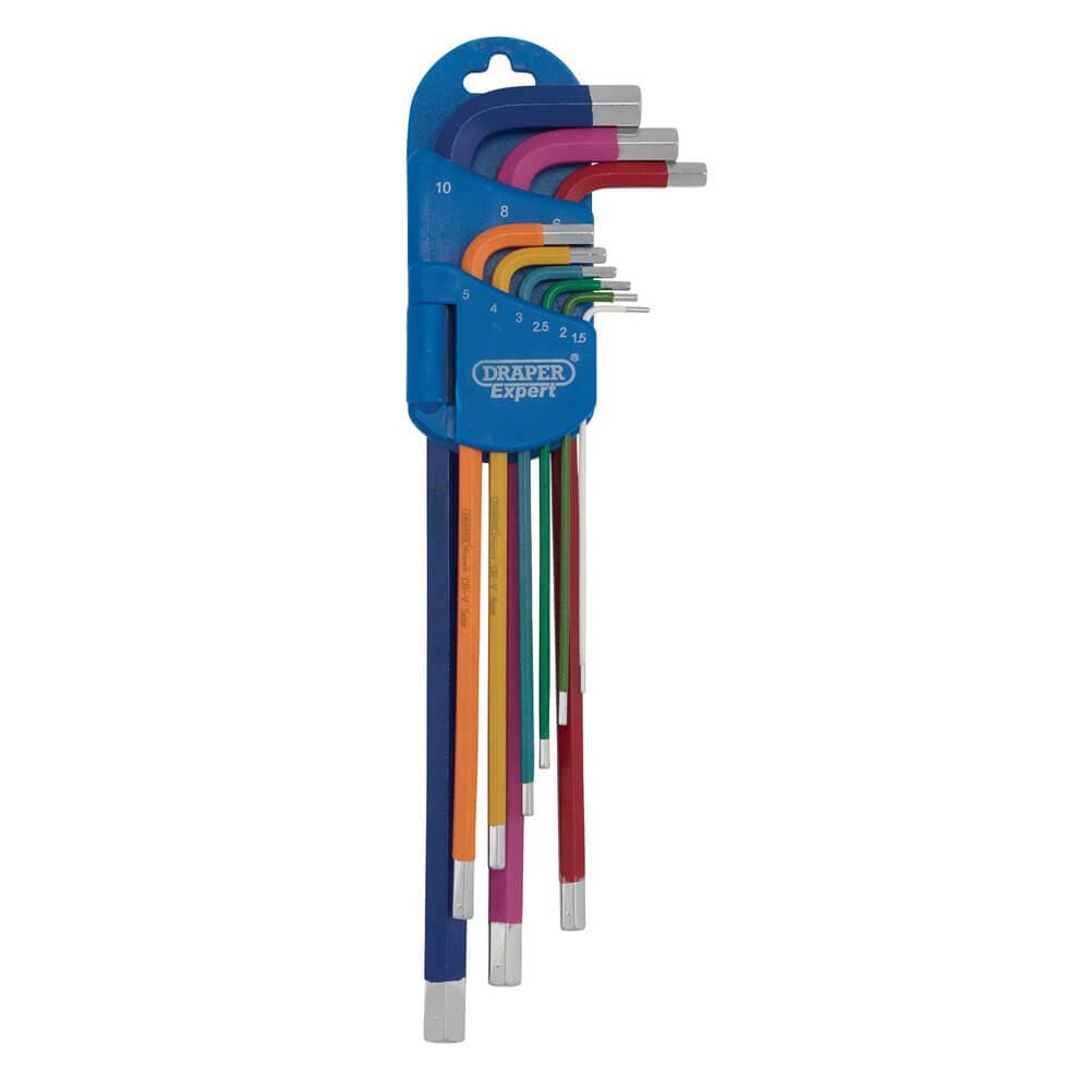 Draper Expert 04911 Metric Extra-Long Arm Hex Key Set Colour Coded (9 Piece) 1