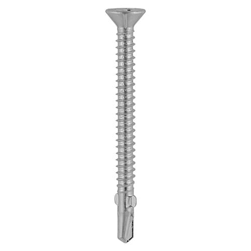 Timco LW4238S Metal Construction Timber To Light Section Screws - Countersunk - Wing-Tip - Self-Drilling - Exterior - Silver Organic 4.2 X 38 Box 200