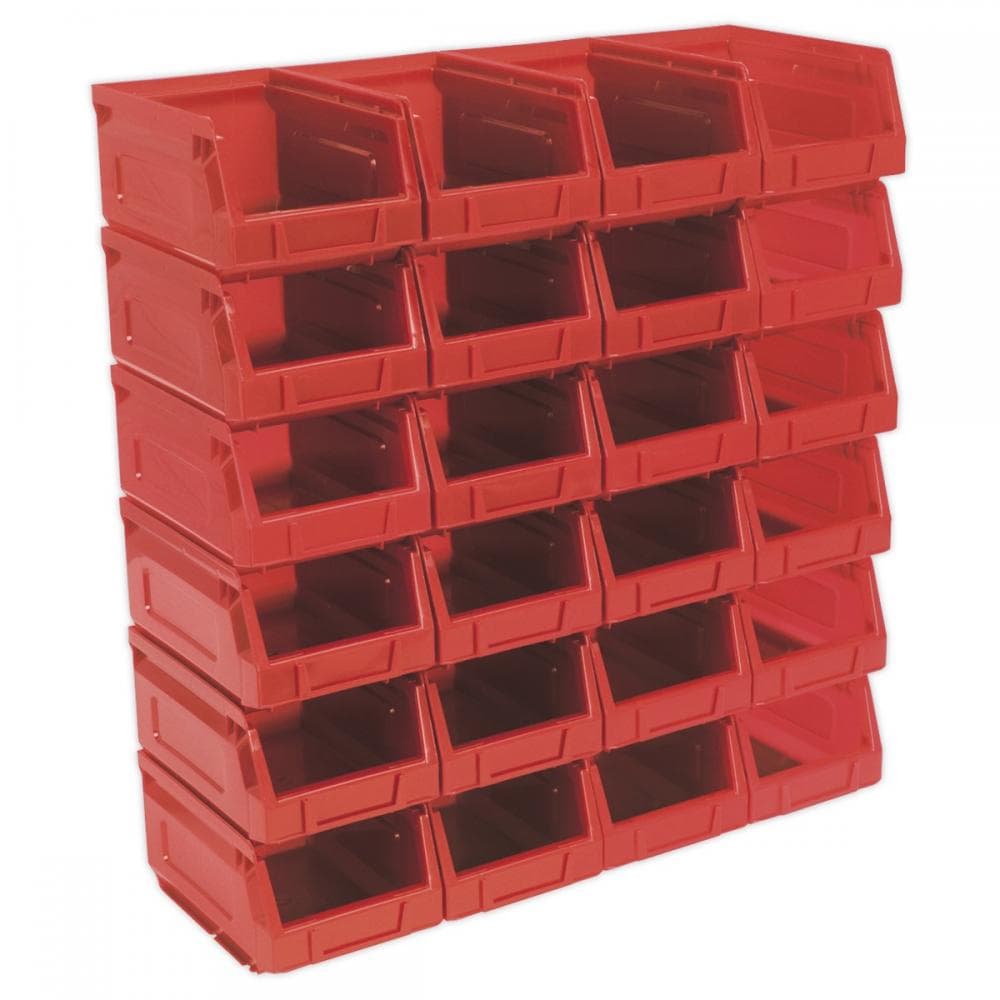 Sealey TPS224R Plastic Storage Bin 105 X 165 X 85Mm - Red Pack Of 24