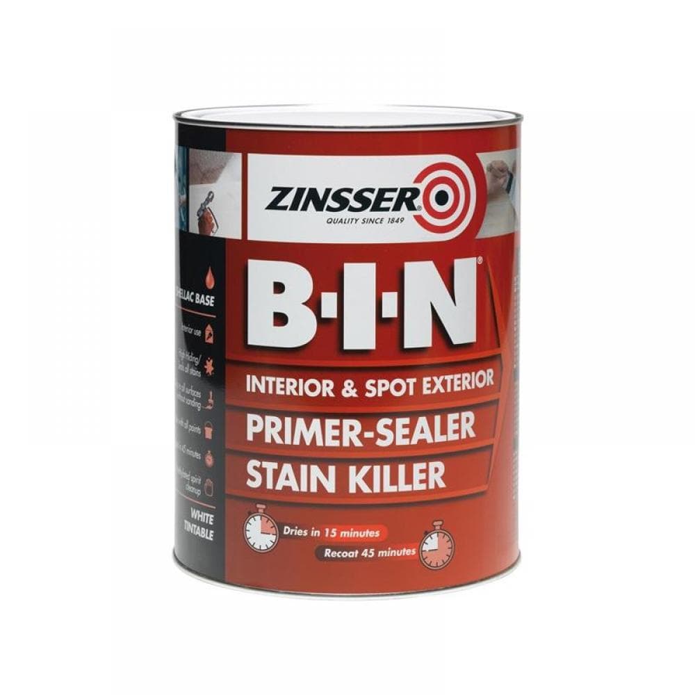 Zinsser ZN7020001C1 B.i.n® Primer Sealer & Stain Killer Paint White 2.5 Litre