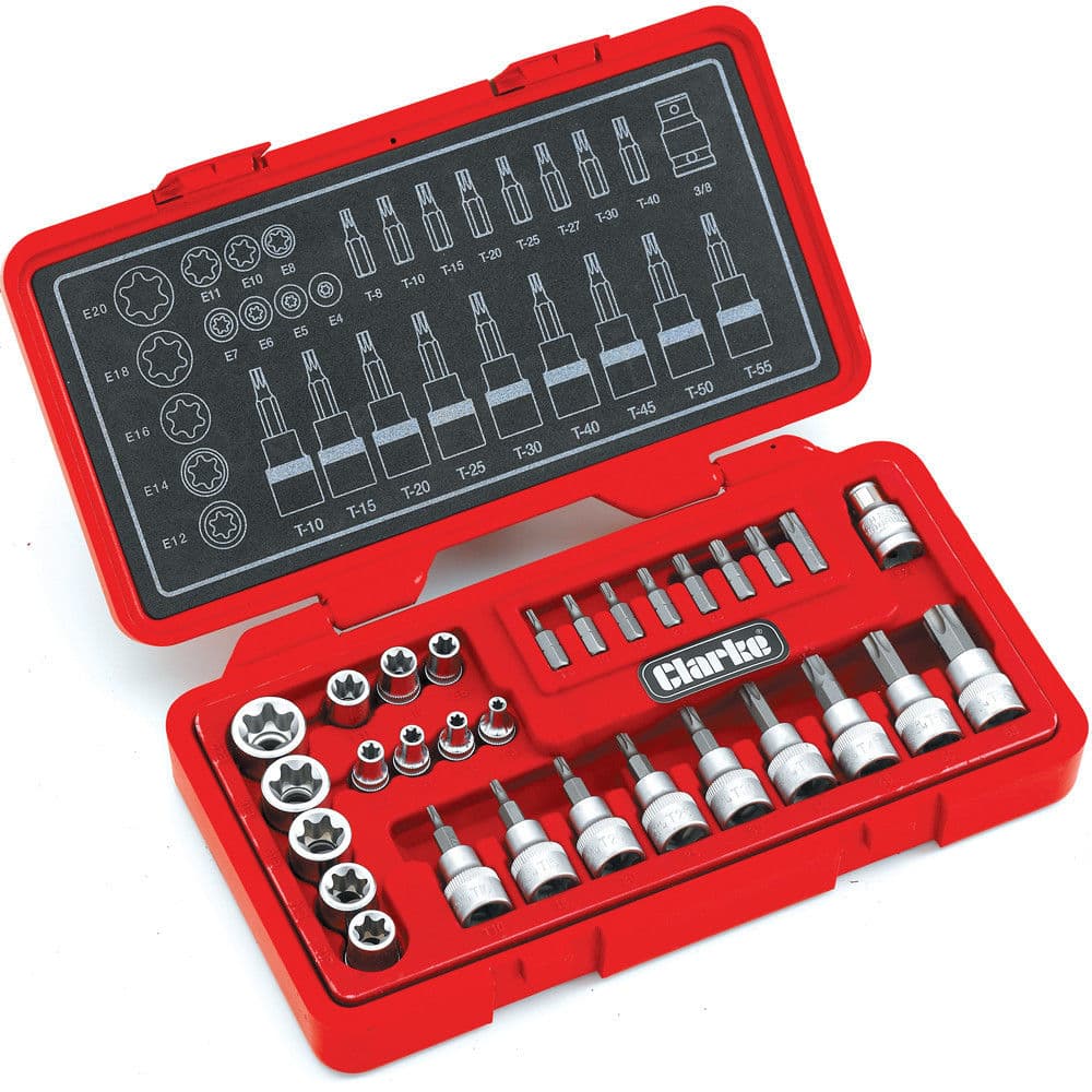 Clarke 1700562 Pro162 29 Piece Torx-Star & Security Socket Set