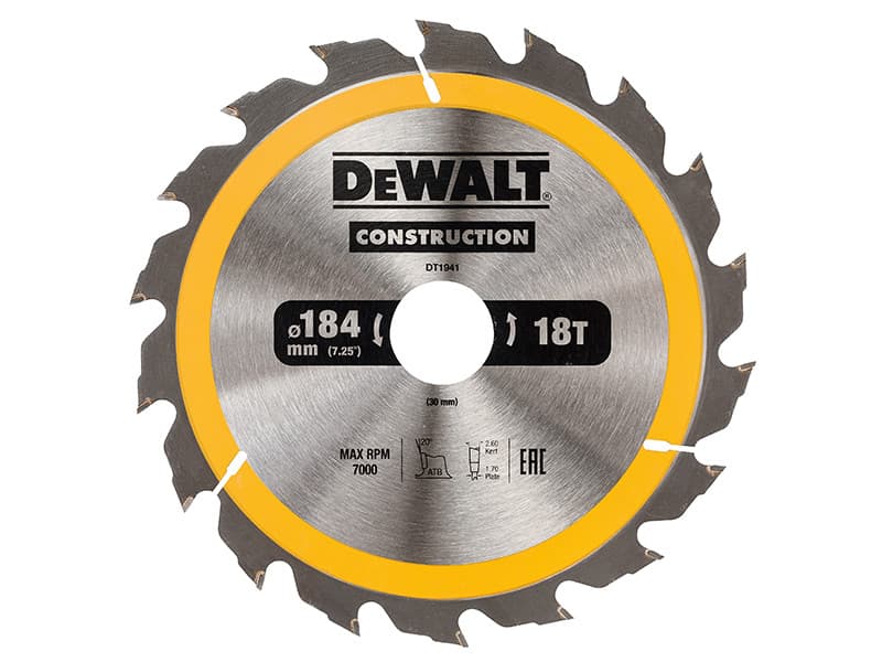 Dewalt DT1941-QZ Portable Construction Circular Saw Blade 184 X 30Mm X 18T