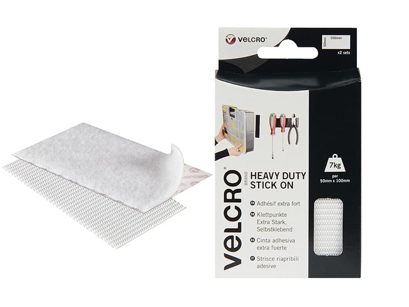 Velcro® Brand 60240 Heavy-Duty Stick On Strips (2) 50 X100Mm White