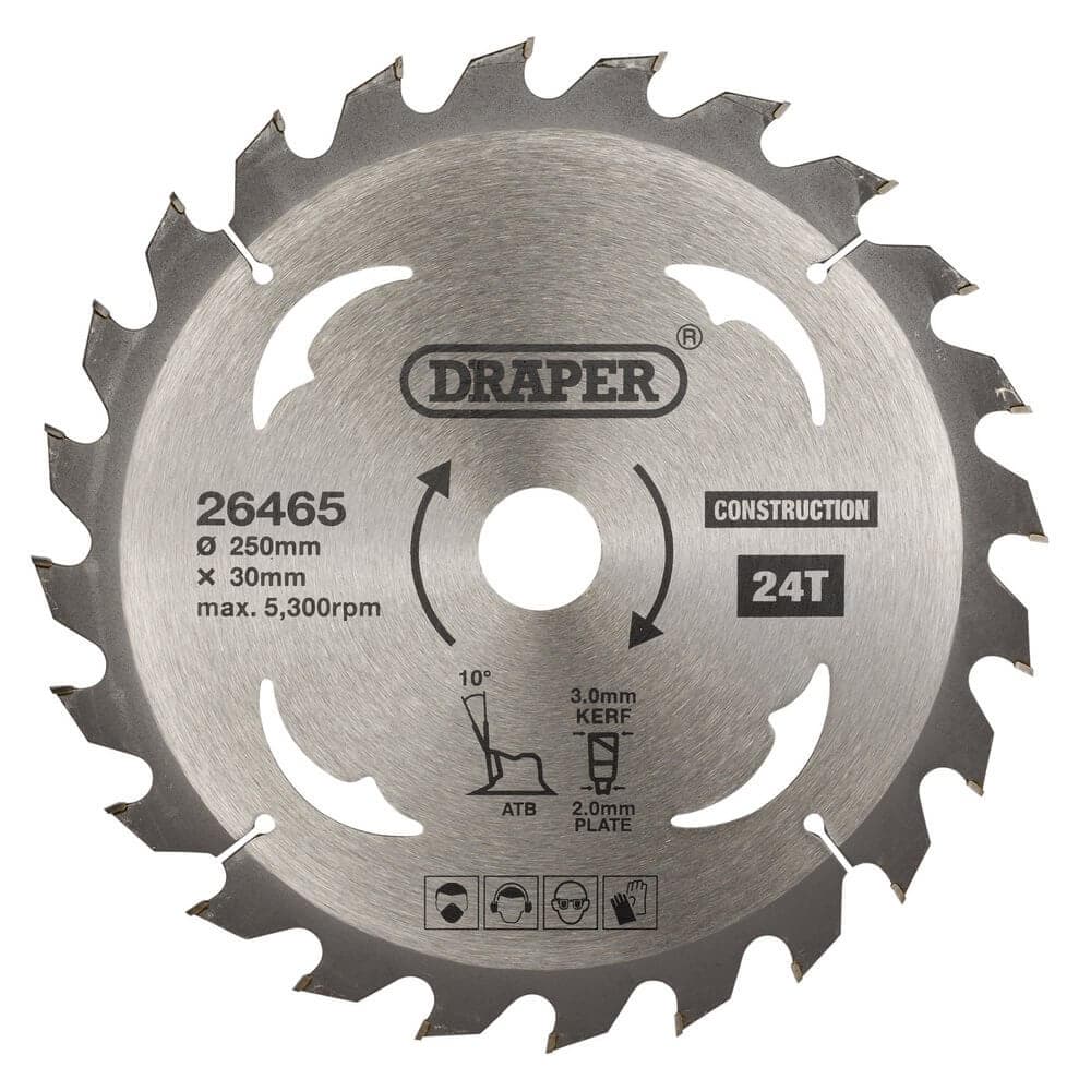 Draper 26465 Tct Construction Circular Saw Blade 250 X 30Mm 24T each 1