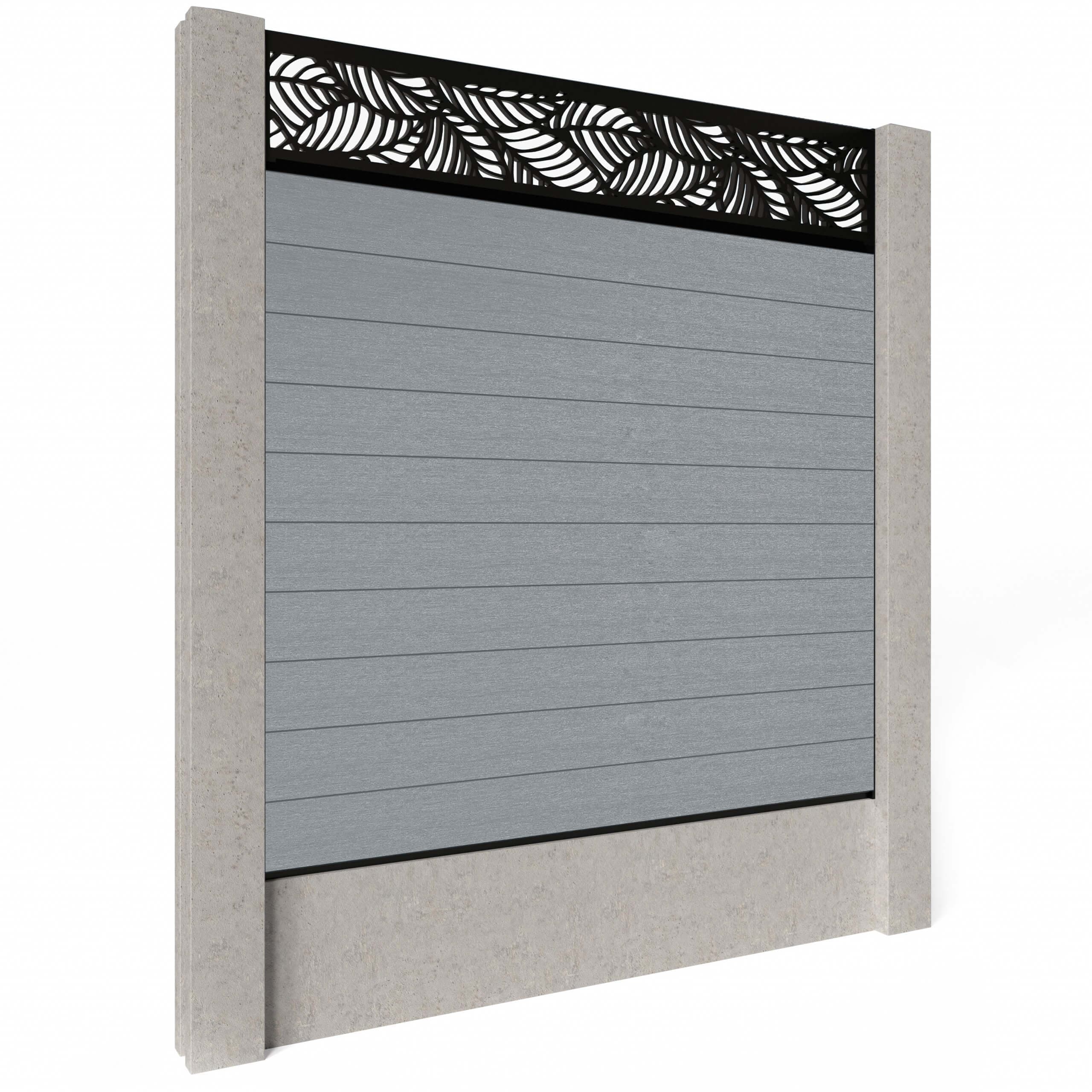 Composite Fence Panels - Pearl with Aluminium Railings (for concrete posts) 0.9m