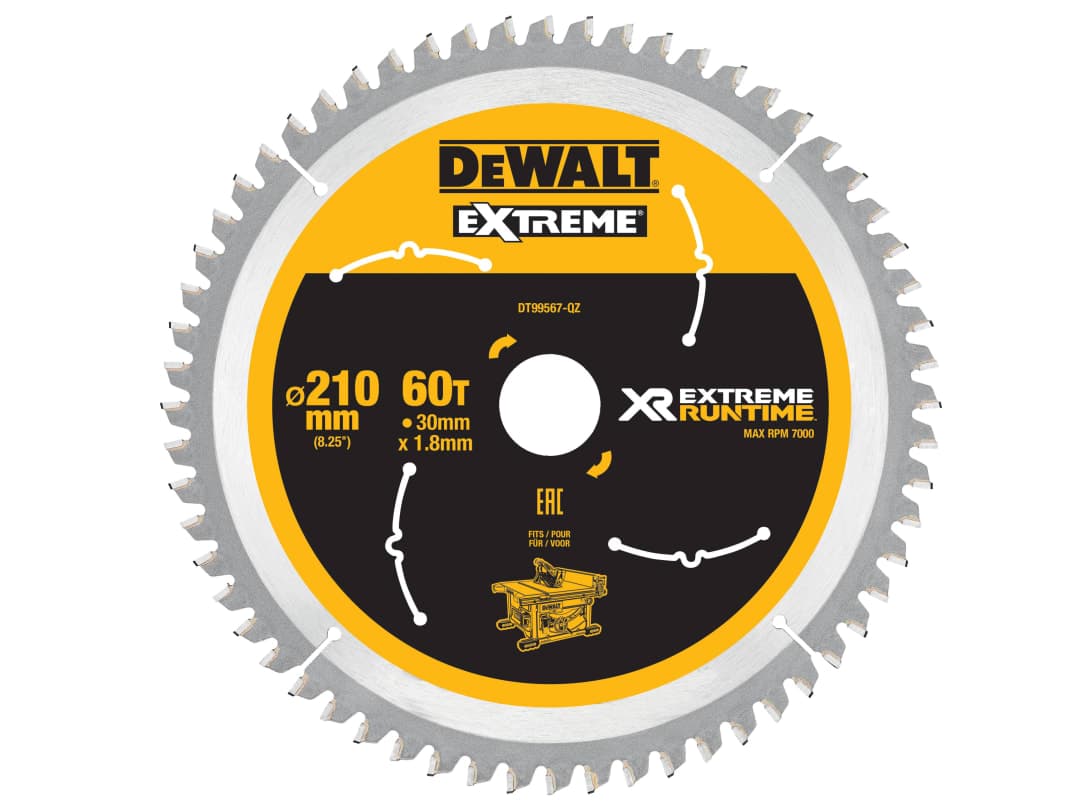 DEWALT Power Tools XR FlexVolt Table Saw Blade 210 x 30mm x 60T DT99567-QZ