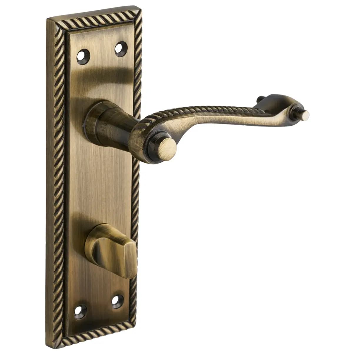 Georgian Scroll Lever Thumbturn Lock Bathroom Door Handle - Antique Brass - Pair - Designer Levers