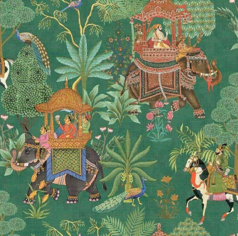Emperor's Garden Emerald Multicoloured Wallpaper - 1000 x 50cm